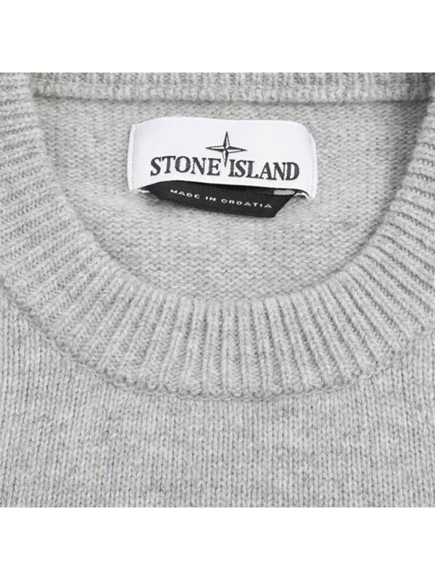 Logo Patch Lambswool Crewneck Knit Top Melange Grey - STONE ISLAND - BALAAN 5