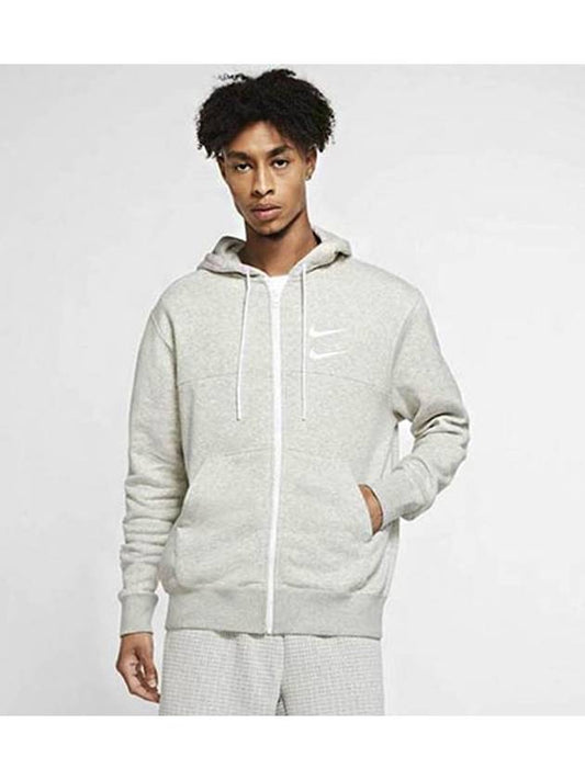 NSW Double Swoosh Zip Up Hoodie Grey - NIKE - BALAAN 2