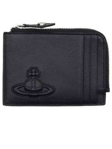 ORB Logo Zipper Card Wallet Black - VIVIENNE WESTWOOD - BALAAN 1