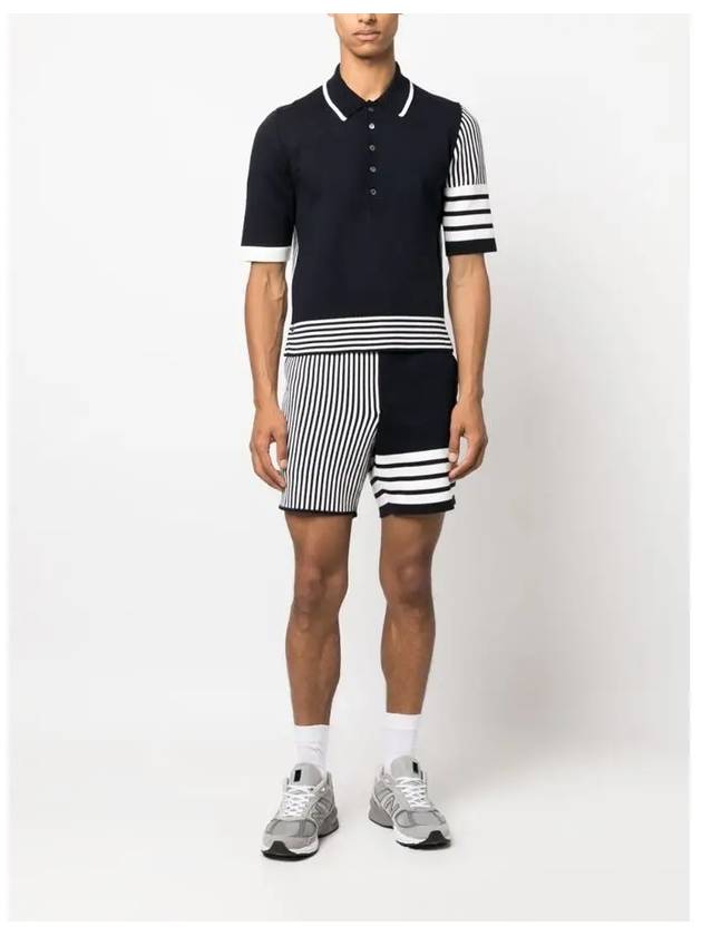 Fun Mix 4 Bar Stripe Polo Shirt Navy - THOM BROWNE - BALAAN 7