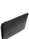 Intrecciato Weaving Zipper Medium Clutch Bag Black - BOTTEGA VENETA - BALAAN 4