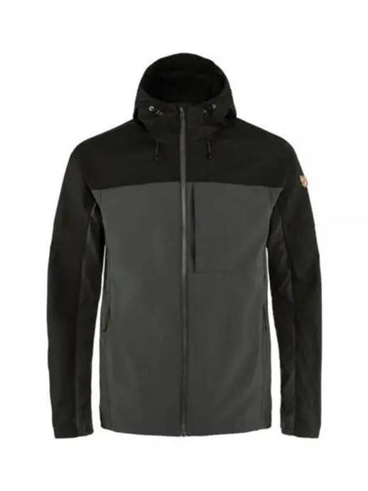 Men's Abisco Midsummer Hooded Zip-Up Jacket Dark Grey Black - FJALL RAVEN - BALAAN 2