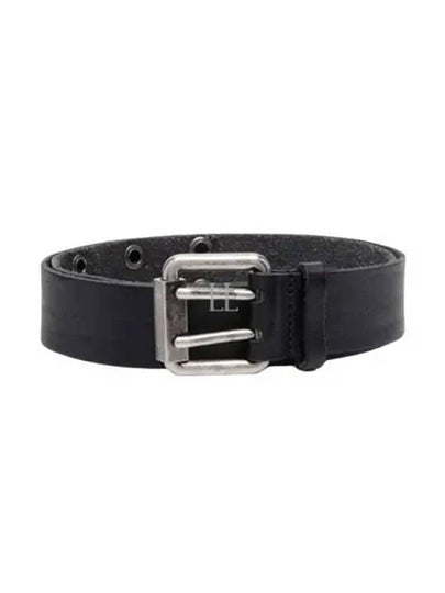 Square Buckle Leather Belt Black - SAINT LAURENT - BALAAN 2