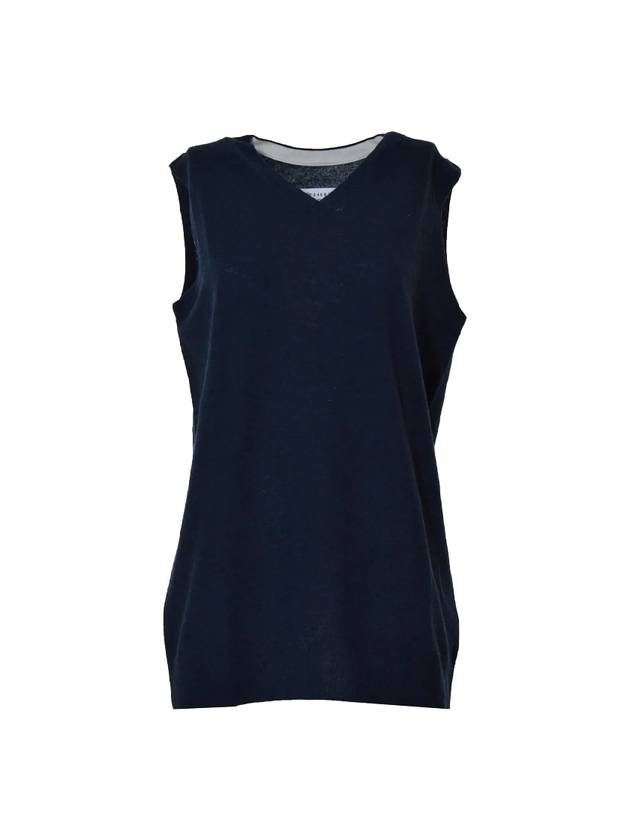 V-neck Wool Knit Vest Navy - MAISON MARGIELA - BALAAN.