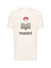 Karman Logo Linen Short Sleeve T-Shirt Ecru - ISABEL MARANT - BALAAN 3