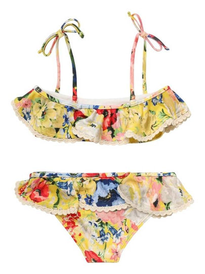 Zimmermann Girls Floral-Print Ruffle 2-Piece Swimsuit, Size 8Y - ZIMMERMANN - BALAAN 2