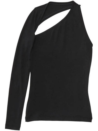 Cut Out One Shoulder Long Sleeve T-Shirt Black - BALENCIAGA - BALAAN 1