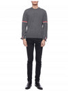 Merino Striped Crew Neck Knit Top Grey - THOM BROWNE - BALAAN 4