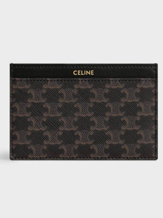 Card Holder in Triomphe Canvas and Calfskin Black - CELINE - BALAAN 8