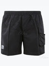 Flat Nylon Logo Patch Utility Swim Shorts Black - CP COMPANY - BALAAN 2