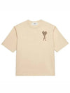 De Coeur Heart Logo Embroidery Short Sleeve T-Shirt Champagne Ivory - AMI - BALAAN 2