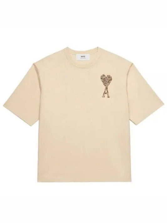 De Coeur Heart Logo Embroidery Short Sleeve T-Shirt Champagne Ivory - AMI - BALAAN 2