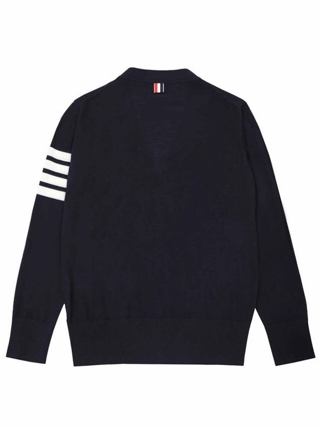 Men's Sustainable Classic Diagonal Wool Cardigan Black - THOM BROWNE - BALAAN 3