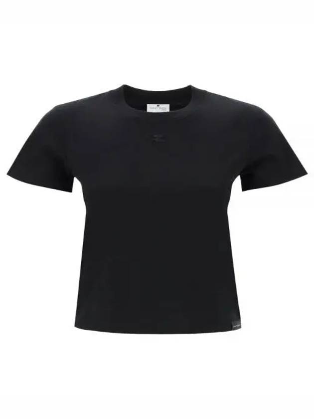 Embroidered Logo Crew Neck Short Sleeve T-Shirt Black - COURREGES - BALAAN 2