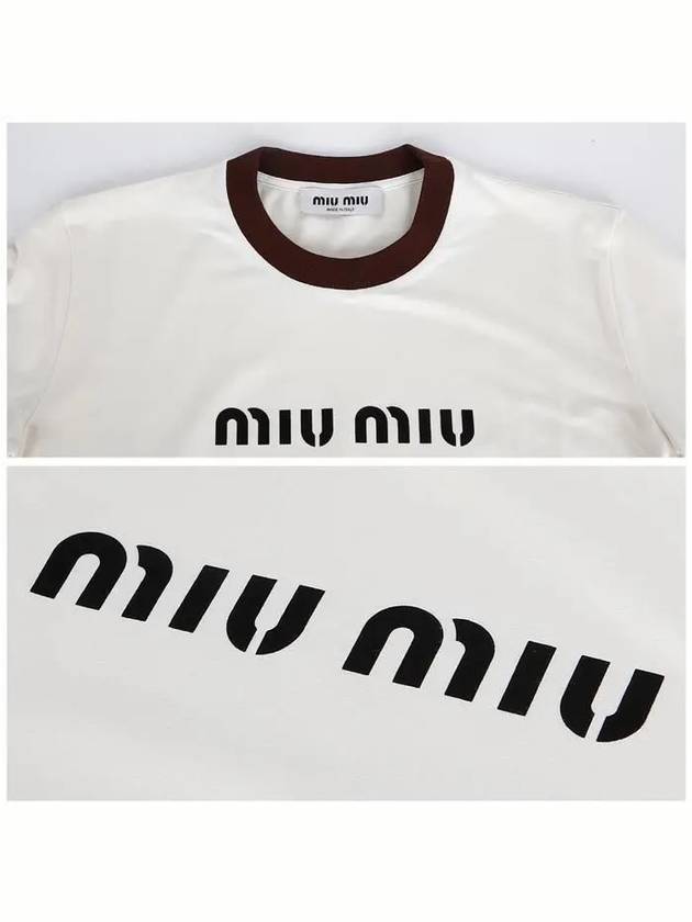 Logo Short Sleeve T-Shirt White - MIU MIU - BALAAN 6