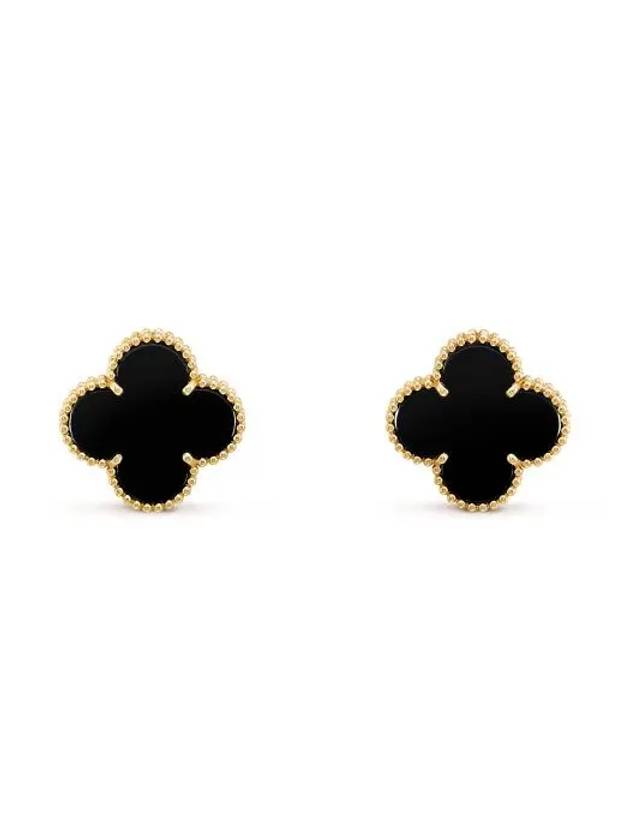 Magic Alhambra Earrings Yellow Gold Black - VANCLEEFARPELS - BALAAN 2