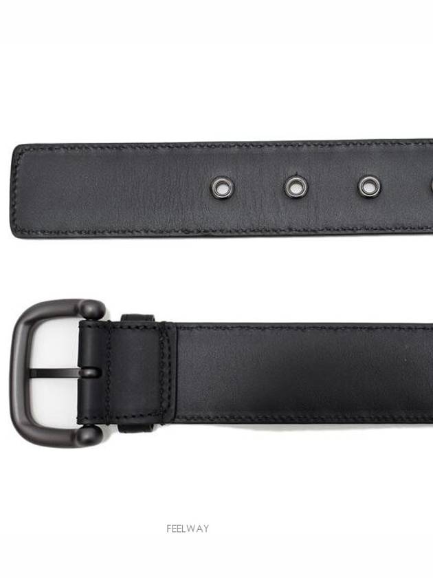 Men's Intrecciato Weaving Leather Belt Black - BOTTEGA VENETA - BALAAN 4
