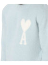 Intarsia Heart Logo Knit Top Blue - AMI - BALAAN 4