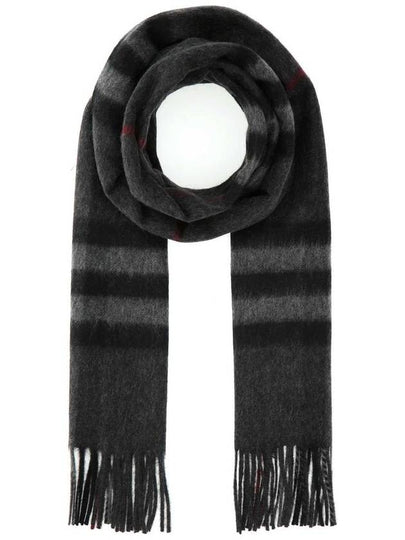 Check Cashmere Scarf Charcoal - BURBERRY - BALAAN 2