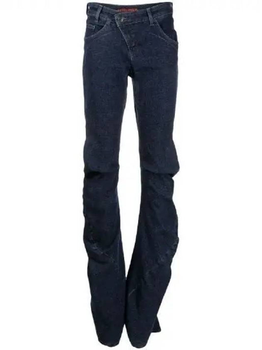 Asymmetric draped denim trousers - OTTOLINGER - BALAAN 1