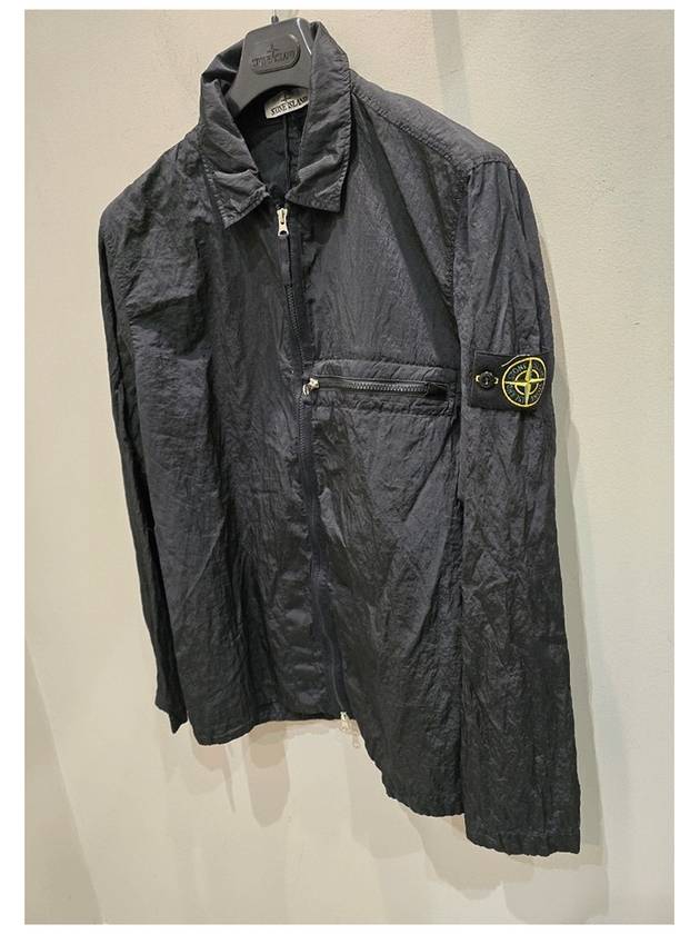 Men's Wappen Patch Overshirt Zip-up Jacket Black - STONE ISLAND - BALAAN 3