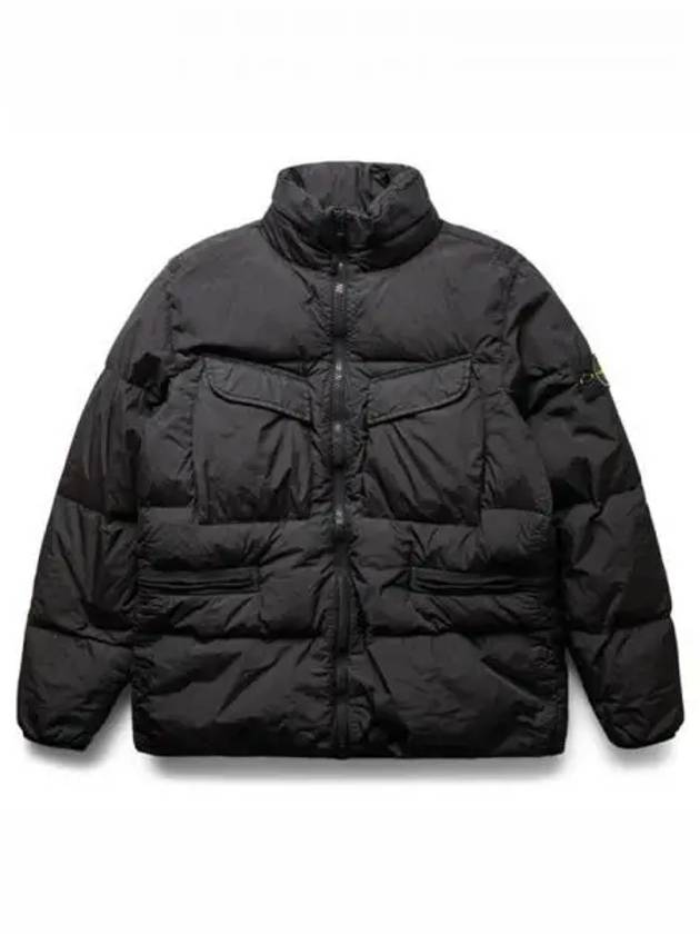 Wappen Patch Crinkle Clap Neck Down Padded Black Men s Jacket 271175 - STONE ISLAND - BALAAN 1