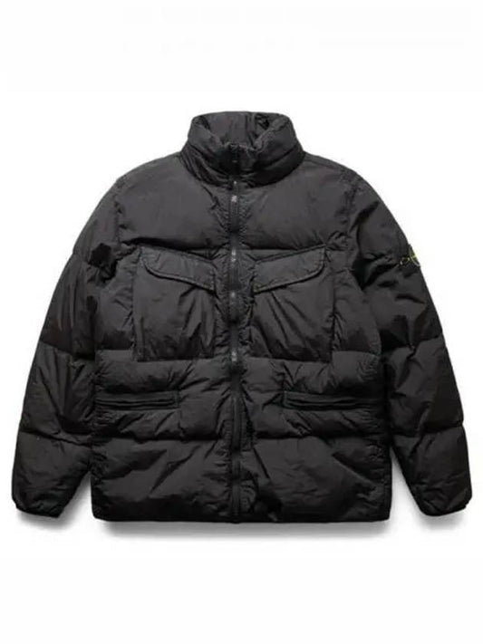 Wappen Patch Crinkle Clap Neck Down Padded Black Men s Jacket 271175 - STONE ISLAND - BALAAN 1