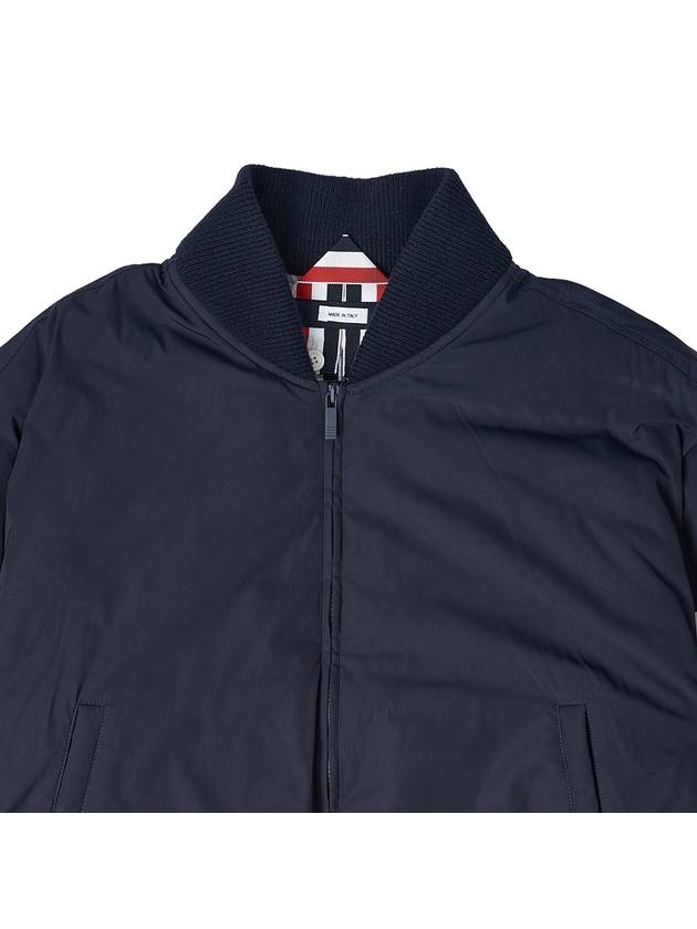 Poly Twill 4-Bar Oversized Knit Down Bomber Jacket Navy - THOM BROWNE - BALAAN 4