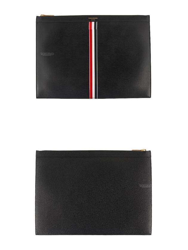 Intarsia Stripe Clutch Bag Black - THOM BROWNE - BALAAN.