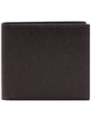 Pebble Grain Leather Half Wallet Dark Brown - THOM BROWNE - BALAAN 3