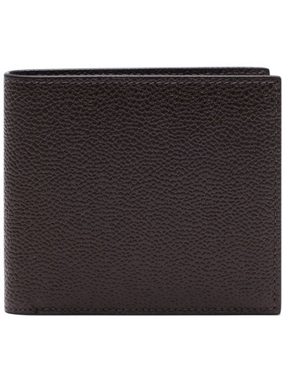 Pebble Grain Leather Half Wallet Dark Brown - THOM BROWNE - BALAAN 2