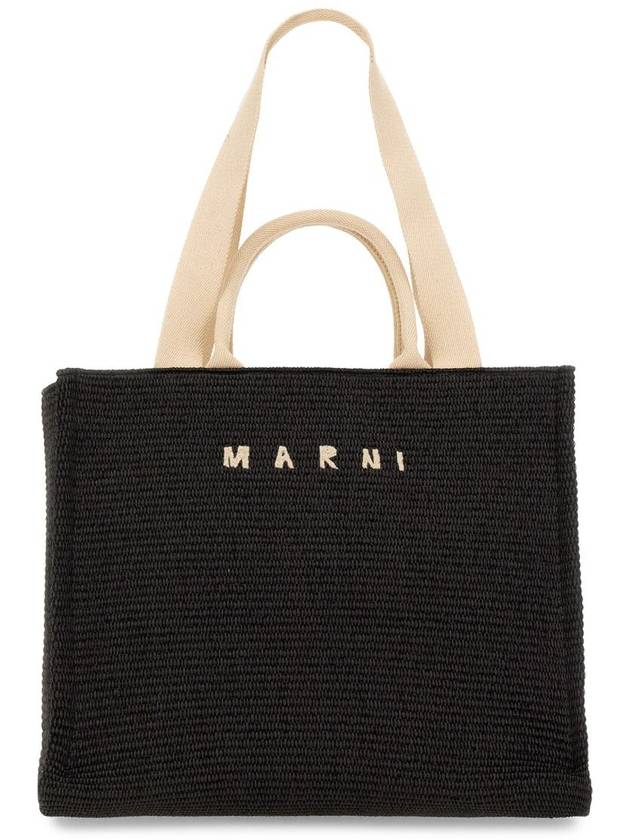 Raffia East West Tote Bag Black - MARNI - BALAAN 3