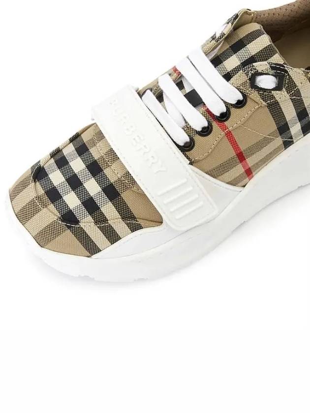 Vintage Check And Leather Sneakers White Archive Beige - BURBERRY - BALAAN 8