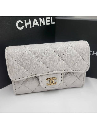 Classic snap card wallet caviar light gray gold AP0214 B10583 NAAUH - CHANEL - BALAAN 1