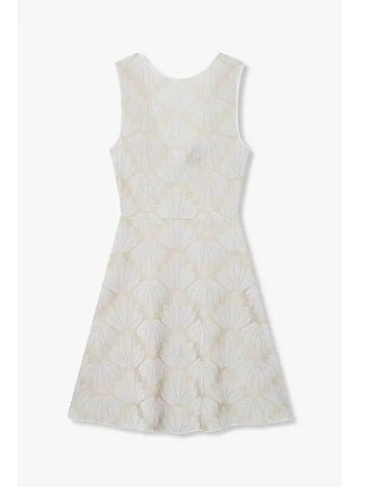 Women s Flower Jacquard Open Back Dress Beige - EMPORIO ARMANI - BALAAN 1