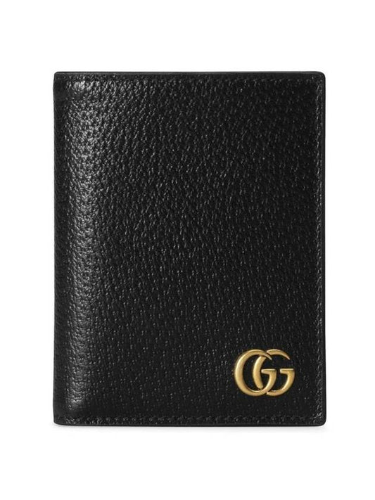 GG Marmont Leather Card Wallet Black - GUCCI - BALAAN 1