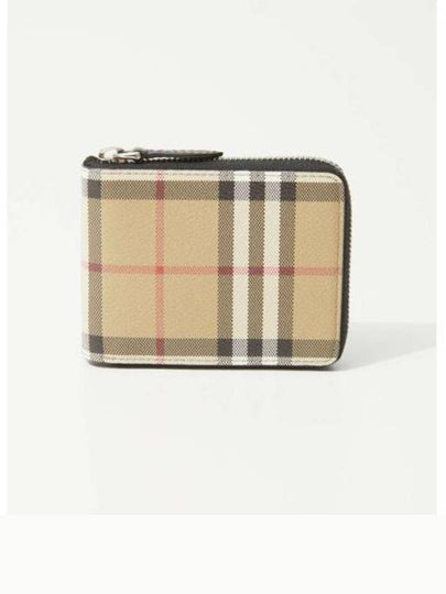 Checked Zipped Half Wallet Beige - BURBERRY - BALAAN 2