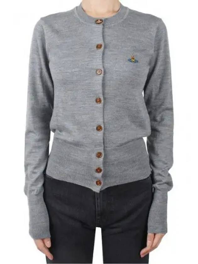 Bea Logo Wool Cardigan Grey - VIVIENNE WESTWOOD - BALAAN 2