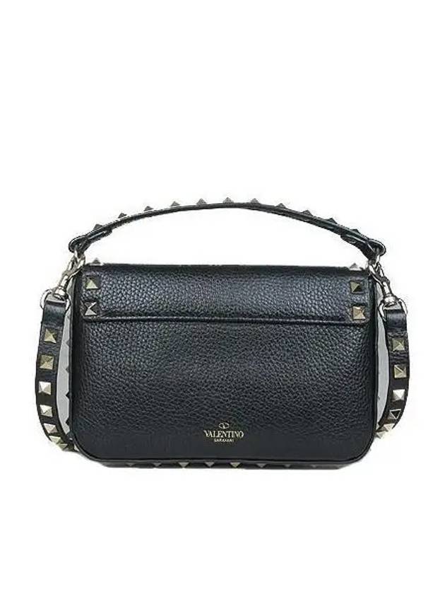 Gold Rockstud Black Leather Mini Top Handle Crossbody Bag - VALENTINO - BALAAN 3