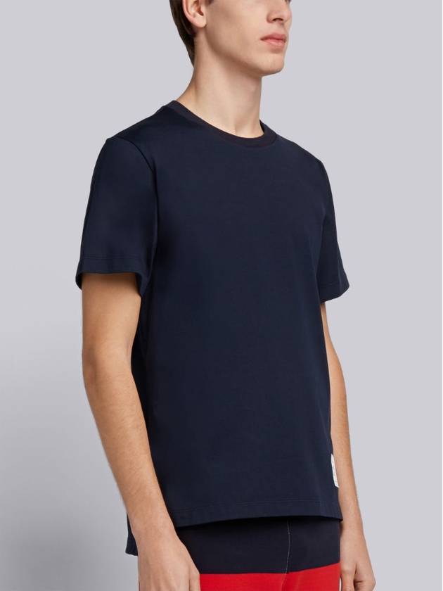 Men's Side Slit Relaxed Short Sleeve T-Shirt Navy - THOM BROWNE - BALAAN 3