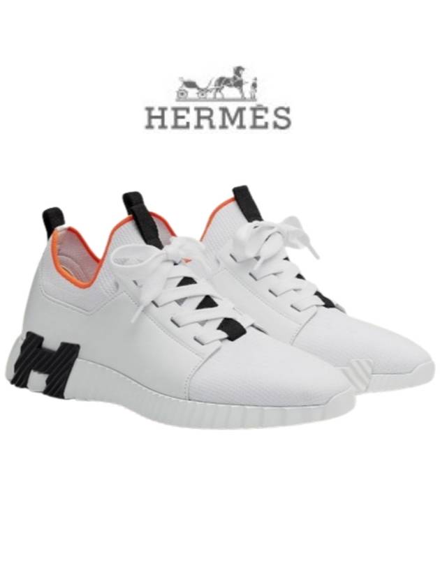 Depart Knit Calfskin Low Sneakers Blanc - HERMES - BALAAN 2