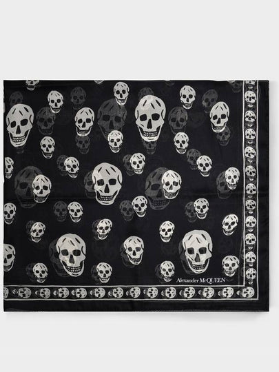 Skull Print Silk Scarf Black - ALEXANDER MCQUEEN - BALAAN 2