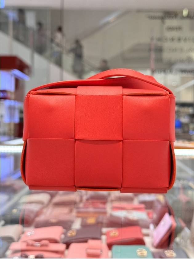 Intrecciato Cassette Small Cross Bag Red - BOTTEGA VENETA - BALAAN 3