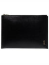 Tiny Gold Monogram Logo Medium Clutch Bag Black - SAINT LAURENT - BALAAN 2