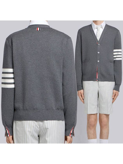 Milano Stitch 4-Bar Cardigan Medium Grey - THOM BROWNE - BALAAN 2