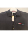 Men's Three Stripes Pocket Mercerized Short Sleeve Polo Shirt Navy - THOM BROWNE - BALAAN 3