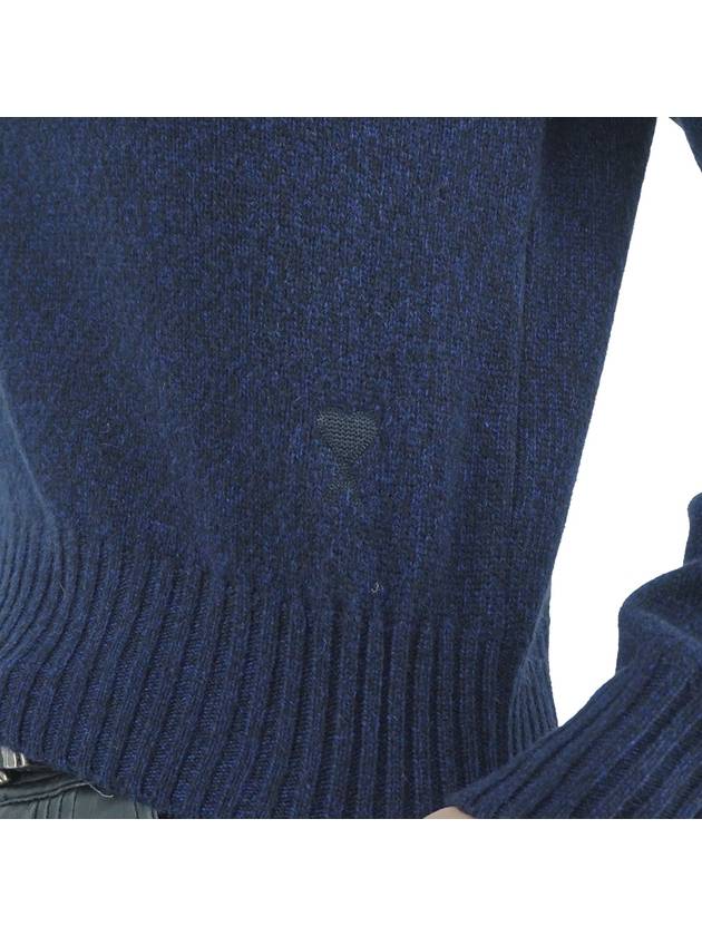 Heart Logo Cashmere Knit Top Navy - AMI - BALAAN 9