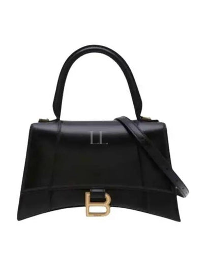 Hourglass Small Tote Bag in Shiny Box Calfskin Black - BALENCIAGA - BALAAN 2