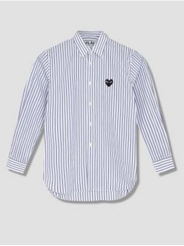 Black Heart Stripe Long Sleeve Shirt Blue - COMME DES GARCONS - BALAAN 2