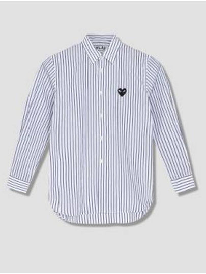 Black Heart Stripe Long Sleeve Shirt Blue - COMME DES GARCONS - BALAAN 2